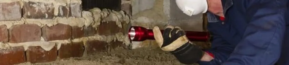 Pest control technician inspecting a crawl space for ant activity and entry points in Arvada, CO