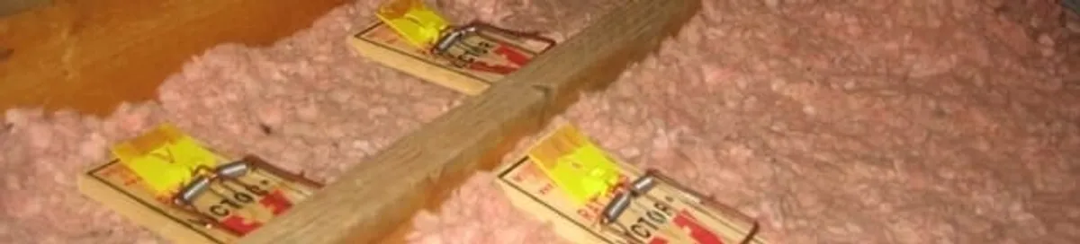 Mouse traps placed in an attic for rodent control in Arvada, CO